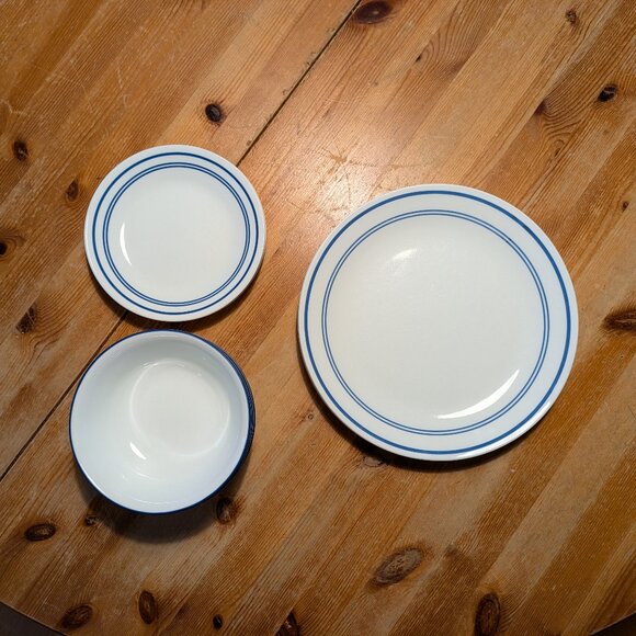 Corelle Vitrelle Service for 6 Dinnerware Set, Classic Café Blue - Picture 1 of 4